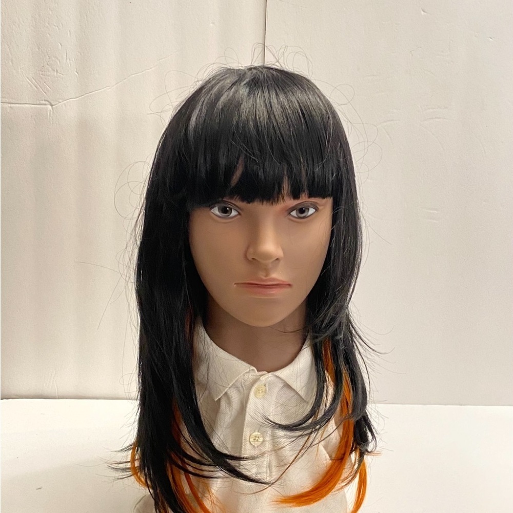 Black and orange wig